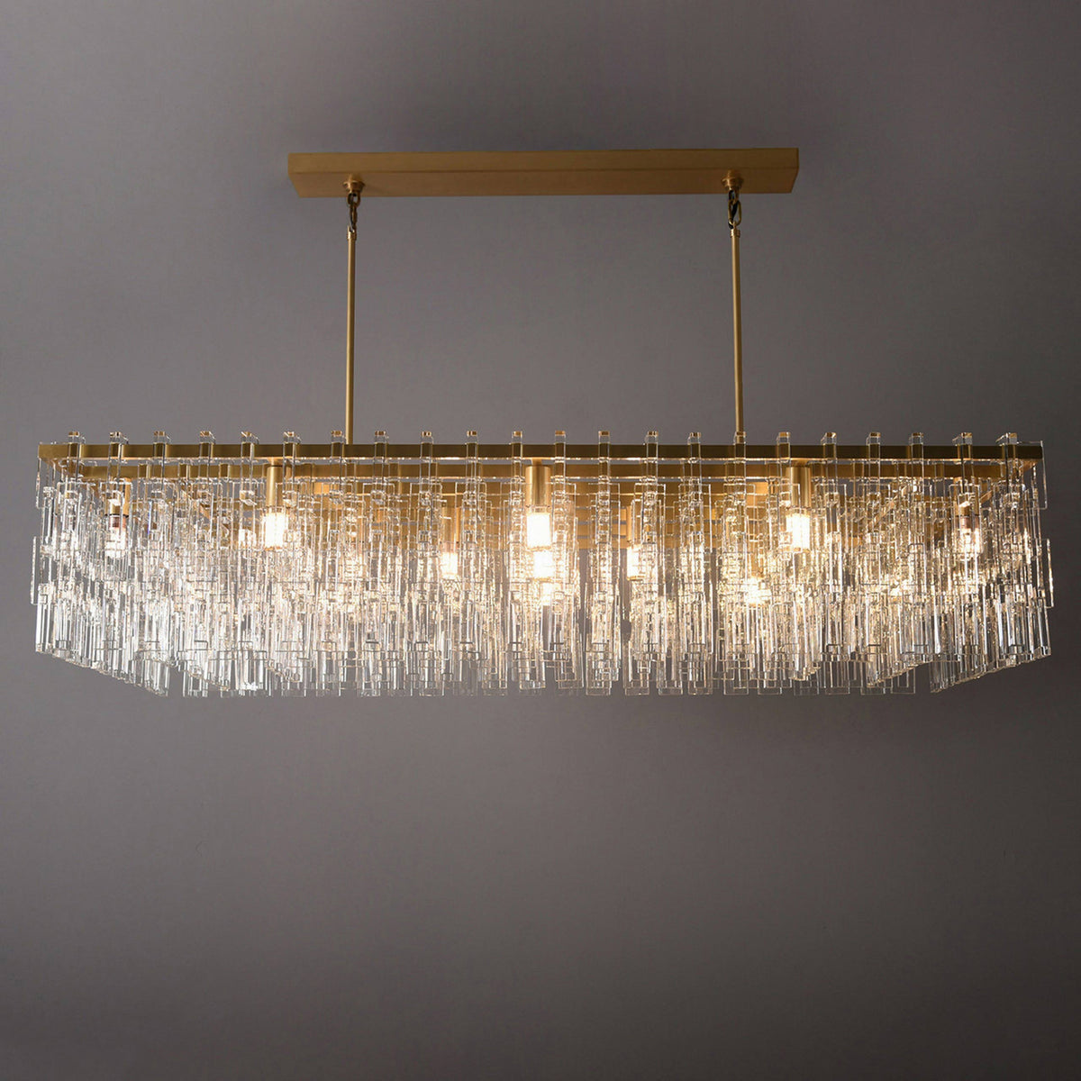 Virelle 60 Inch Chain Crystal Rectangular Chandelier