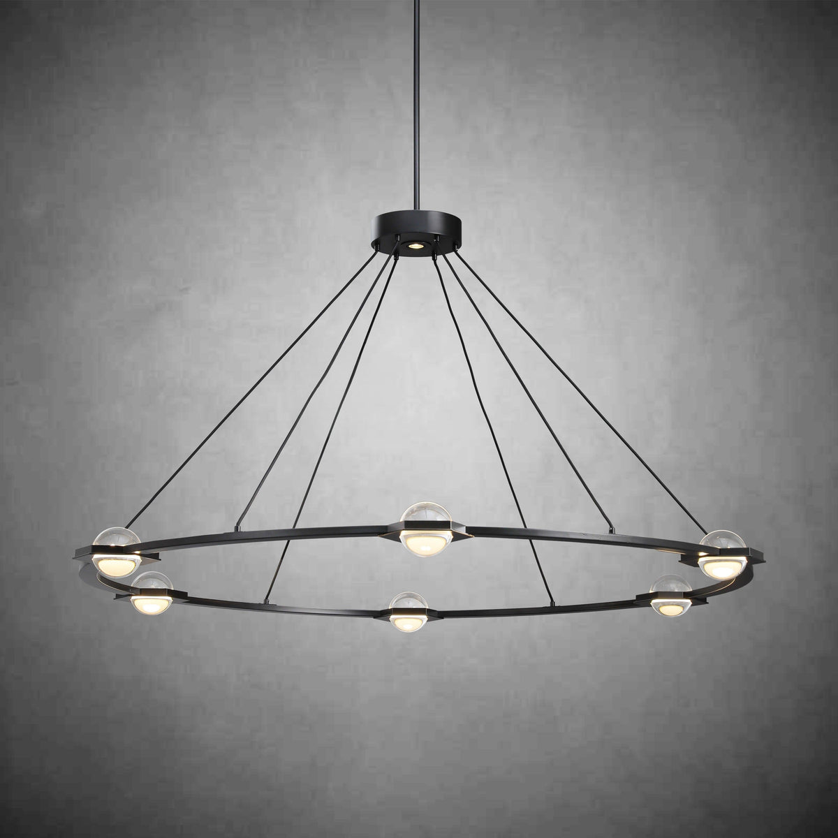 Caldris 60 Inch Globe Crystal Ring Chandelier