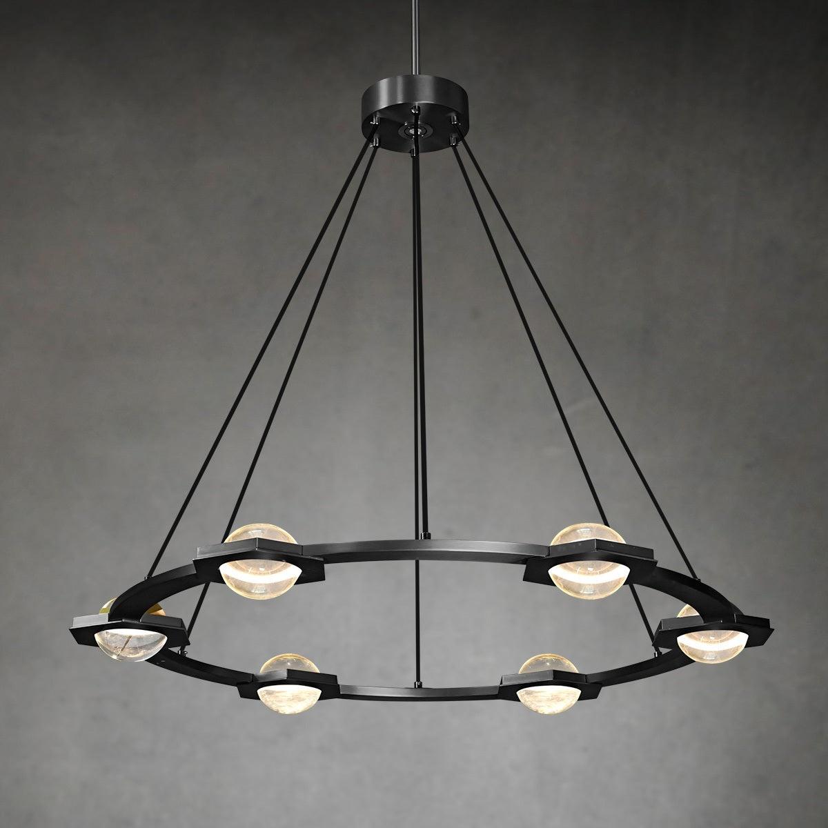 Caldris 36 Inch Globe Crystal Ring Chandelier
