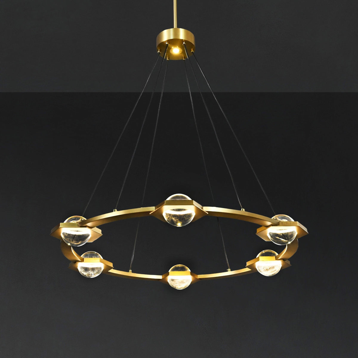 Caldris 36 Inch Globe Crystal Ring Chandelier