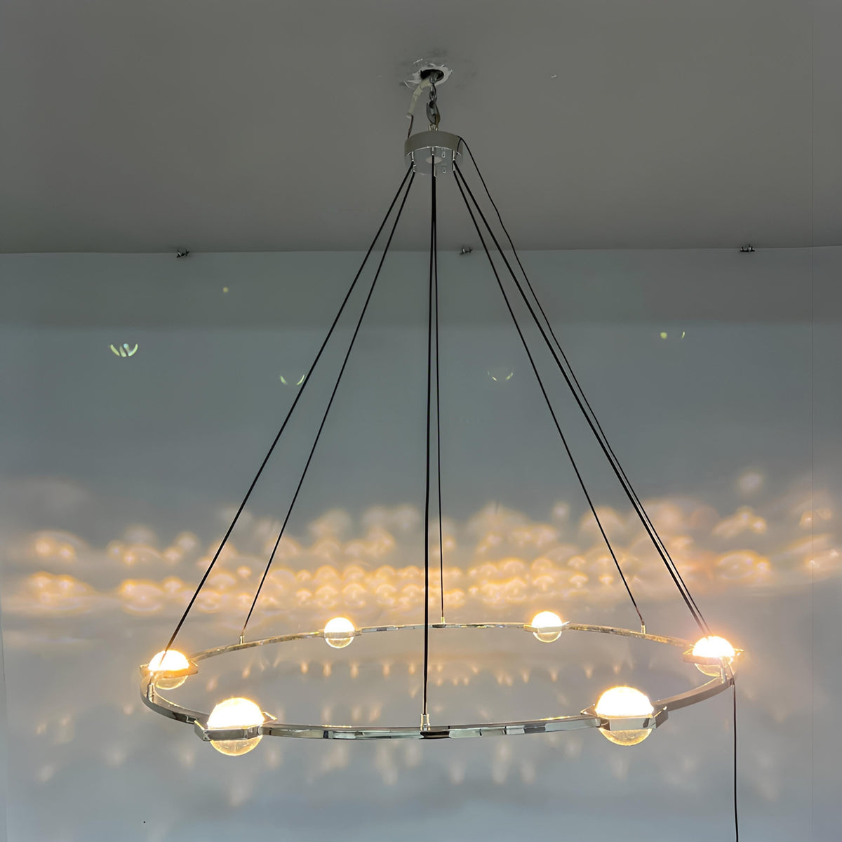 Caldris 60 Inch Globe Crystal Ring Chandelier