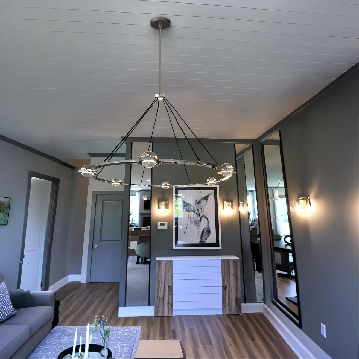 Caldris 60 Inch Globe Crystal Ring Chandelier