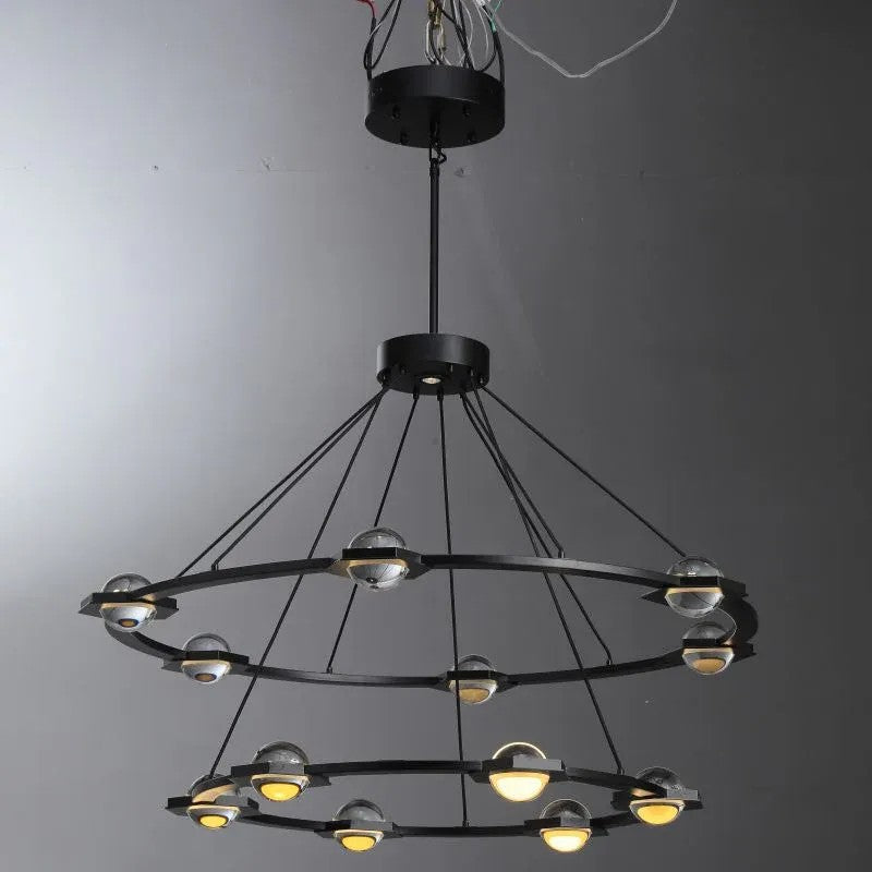Caldris 48 Inch Globe Crystal Tiered Ring Chandelier