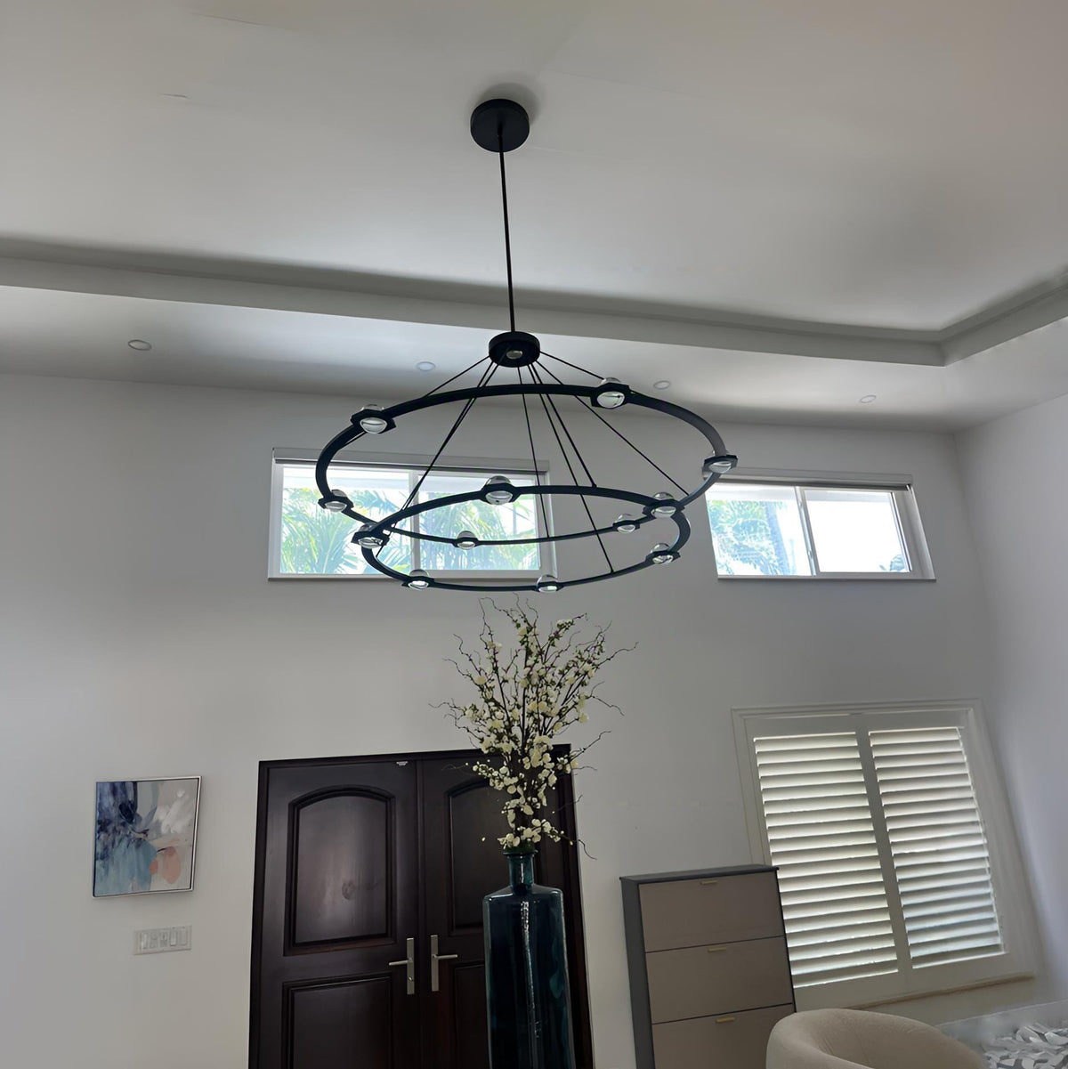 Caldris 60 Inch Globe Crystal Tiered Ring Chandelier
