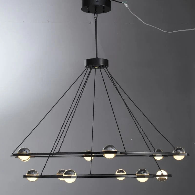 Caldris 60 Inch Globe Crystal Tiered Ring Chandelier