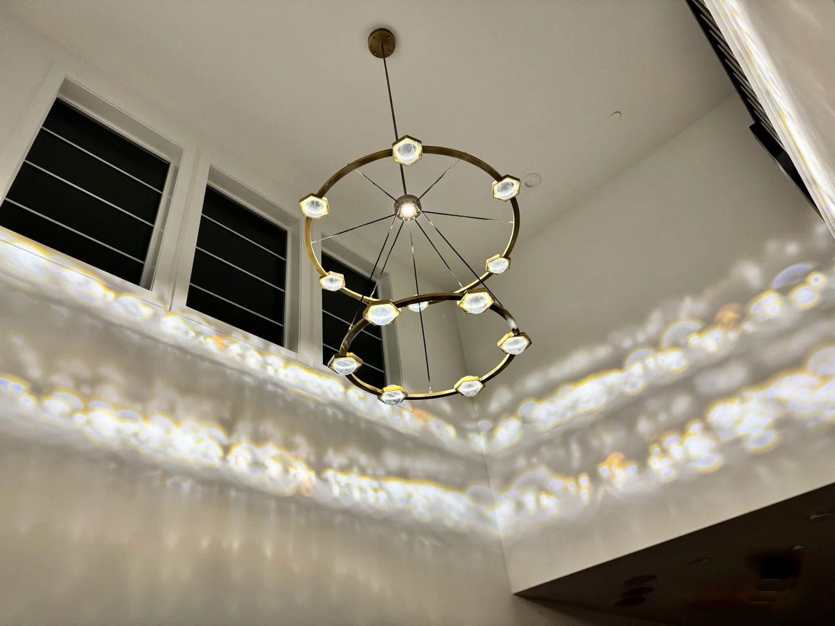Caldris 48 Inch Globe Crystal Tiered Ring Chandelier