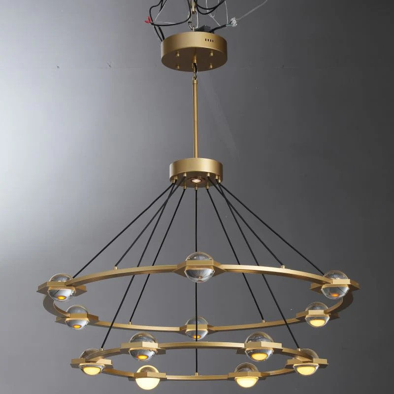 Caldris 48 Inch Globe Crystal Tiered Ring Chandelier