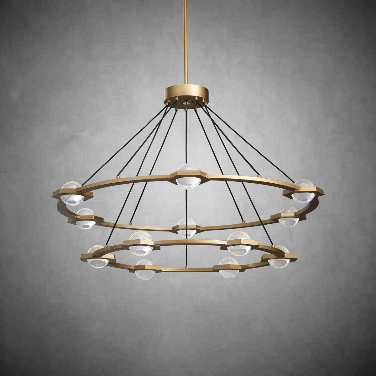 Caldris 48 Inch Globe Crystal Tiered Ring Chandelier