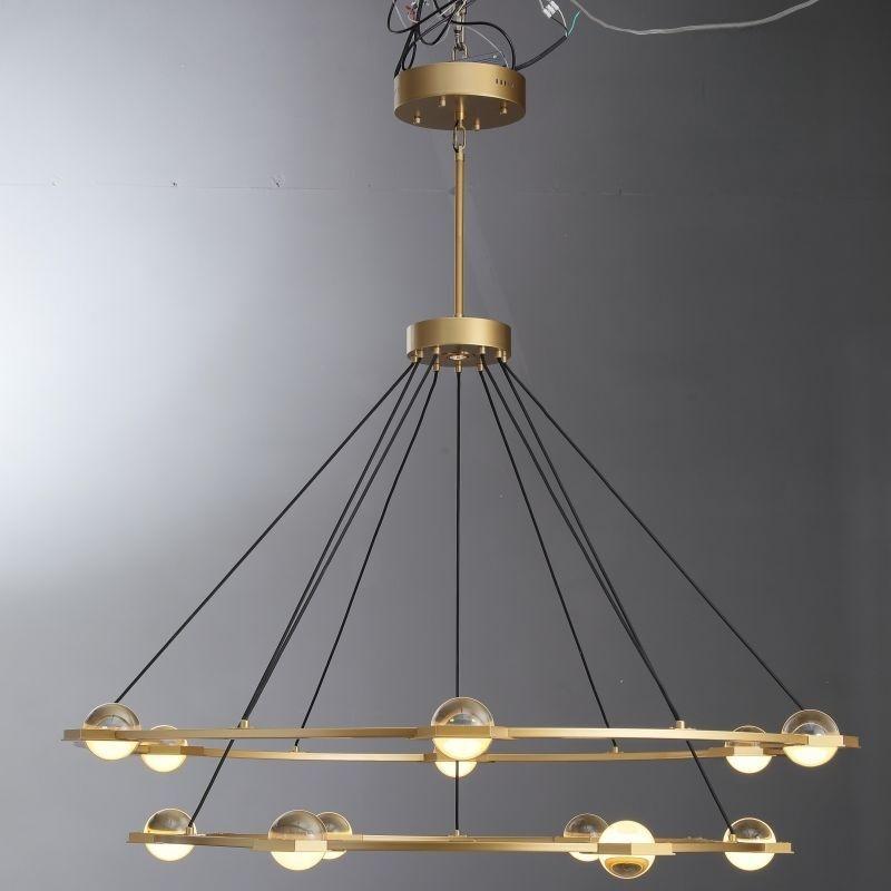Caldris 60 Inch Globe Crystal Tiered Ring Chandelier