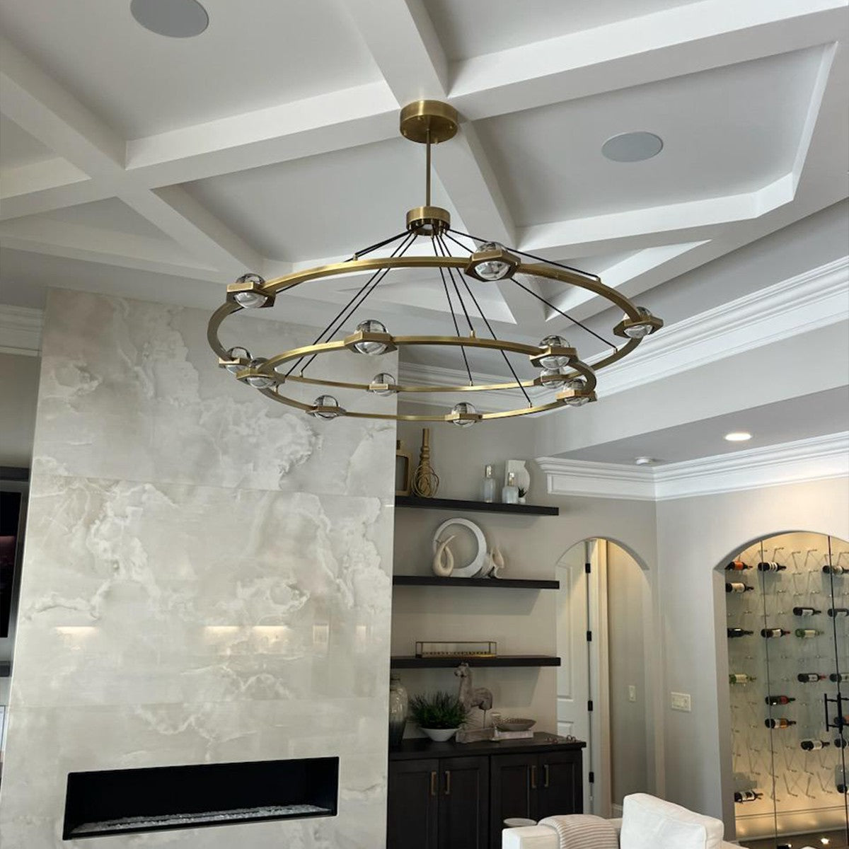Caldris 60 Inch Globe Crystal Tiered Ring Chandelier
