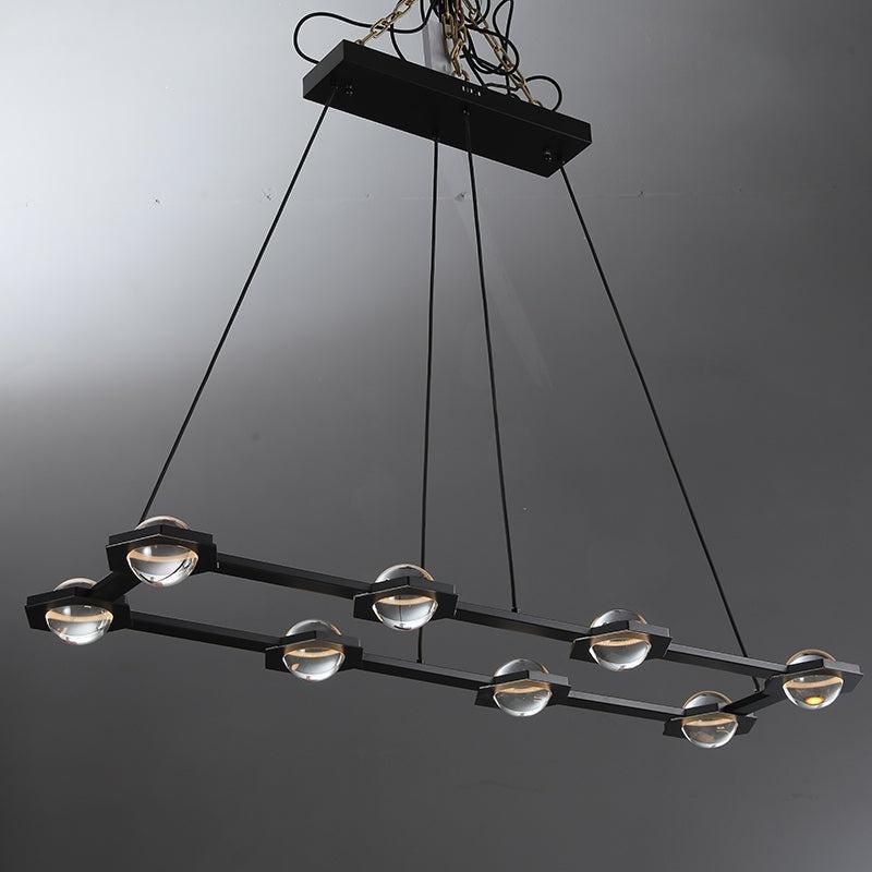 Caldris 54 Inch Globe Crystal Rectangular Chandelier
