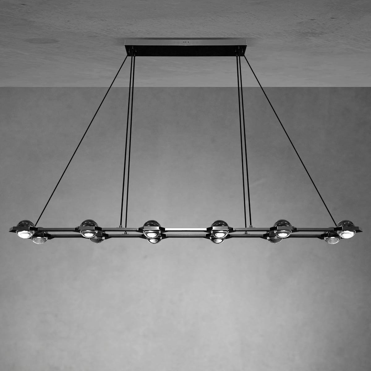 Caldris 72 Inch Globe Crystal Rectangular Chandelier