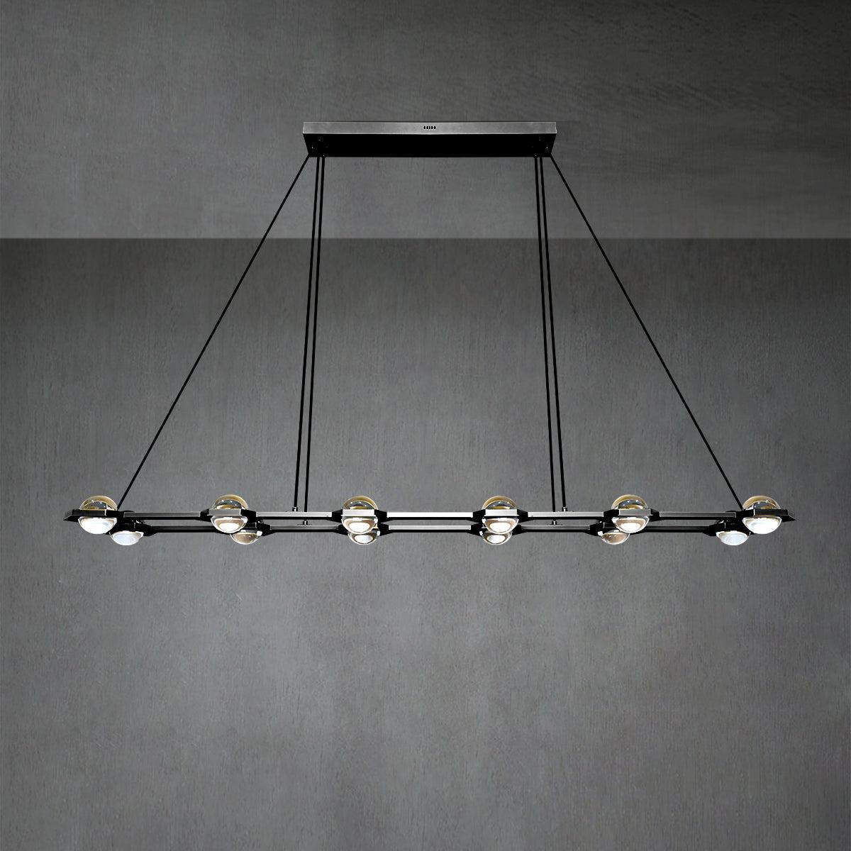 Caldris 72 Inch Globe Crystal Rectangular Chandelier