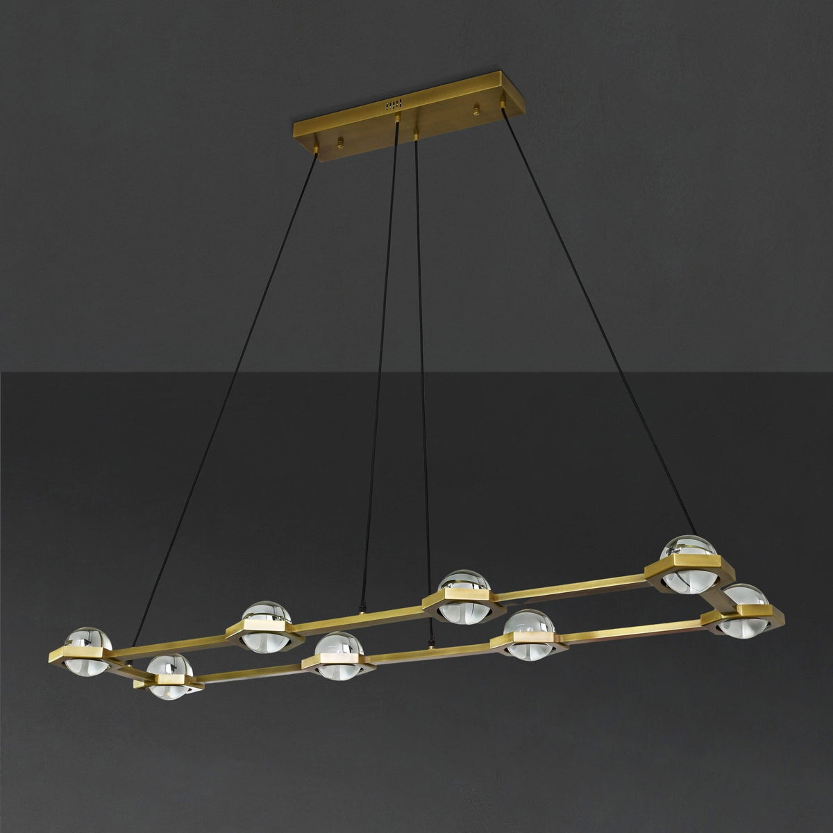 Caldris 54 Inch Globe Crystal Rectangular Chandelier
