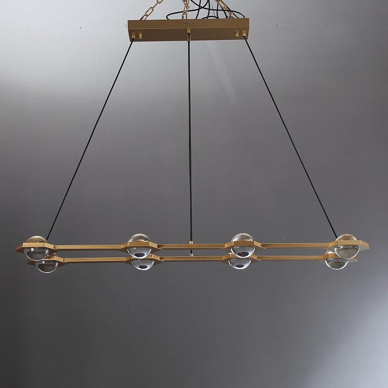 Caldris 54 Inch Globe Crystal Rectangular Chandelier