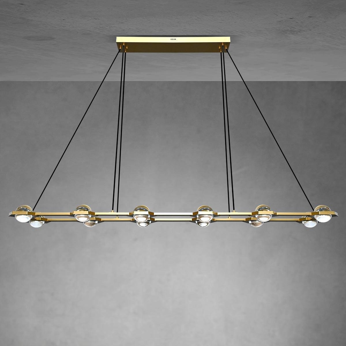 Caldris 72 Inch Globe Crystal Rectangular Chandelier