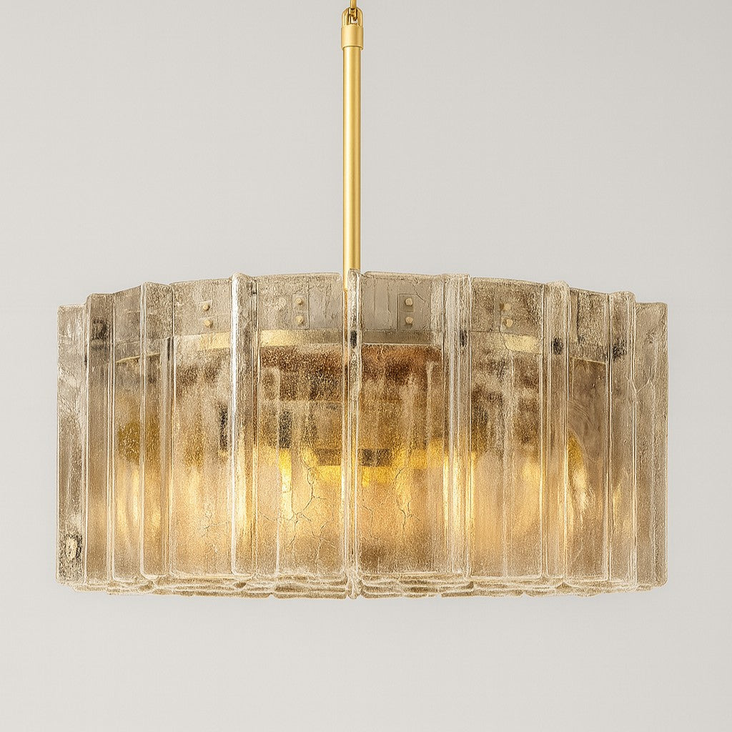 Zorion 36 Inch Amber Textured Glass Round Chandelier