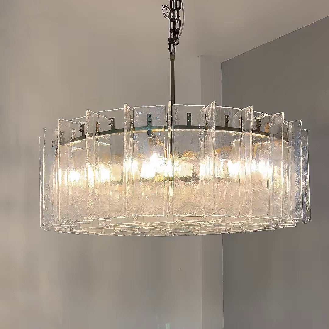Zorion 48 Inch Clear Textured Glass Round Chandelier