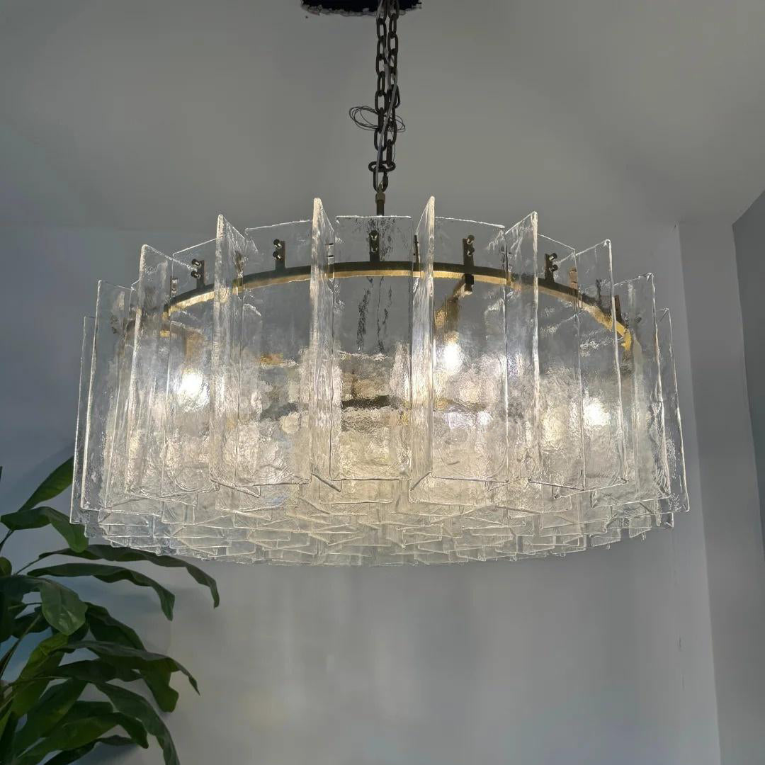 Zorion 48 Inch Clear Textured Glass Round Chandelier