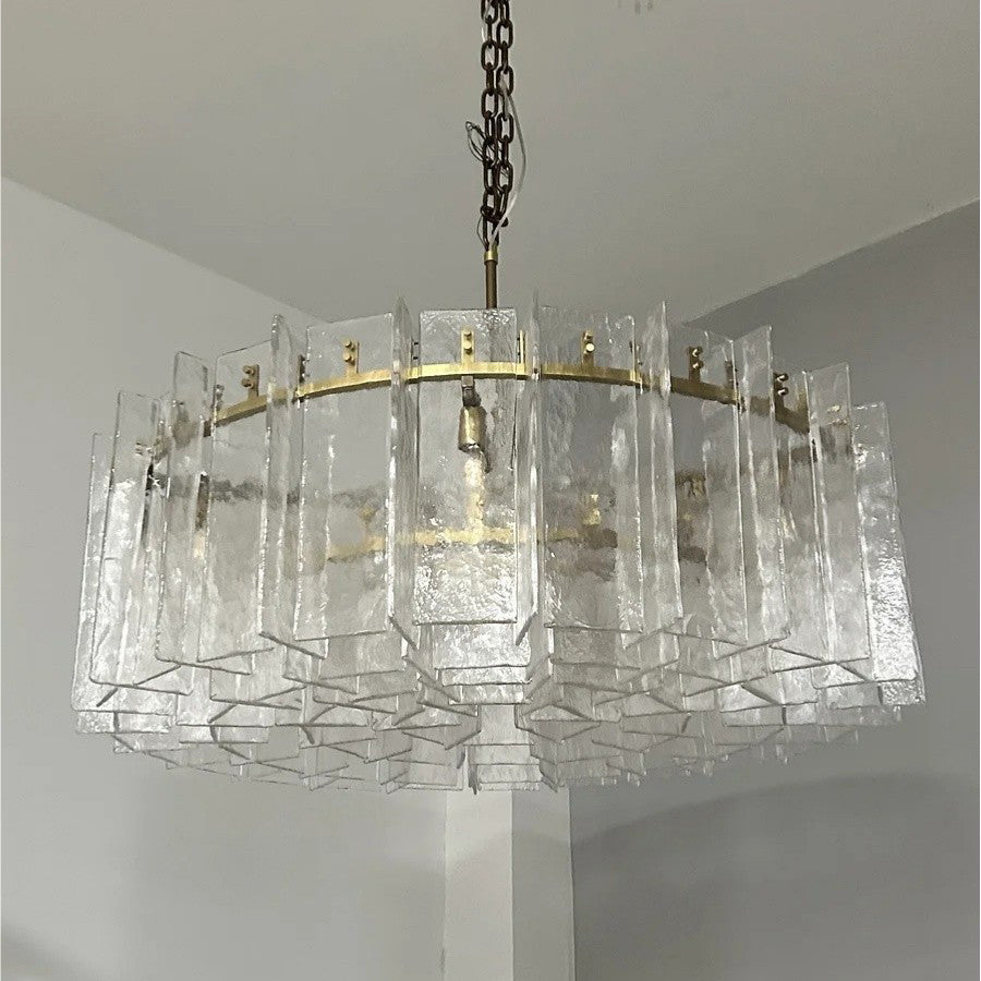 Zorion 48 Inch Clear Textured Glass Round Chandelier