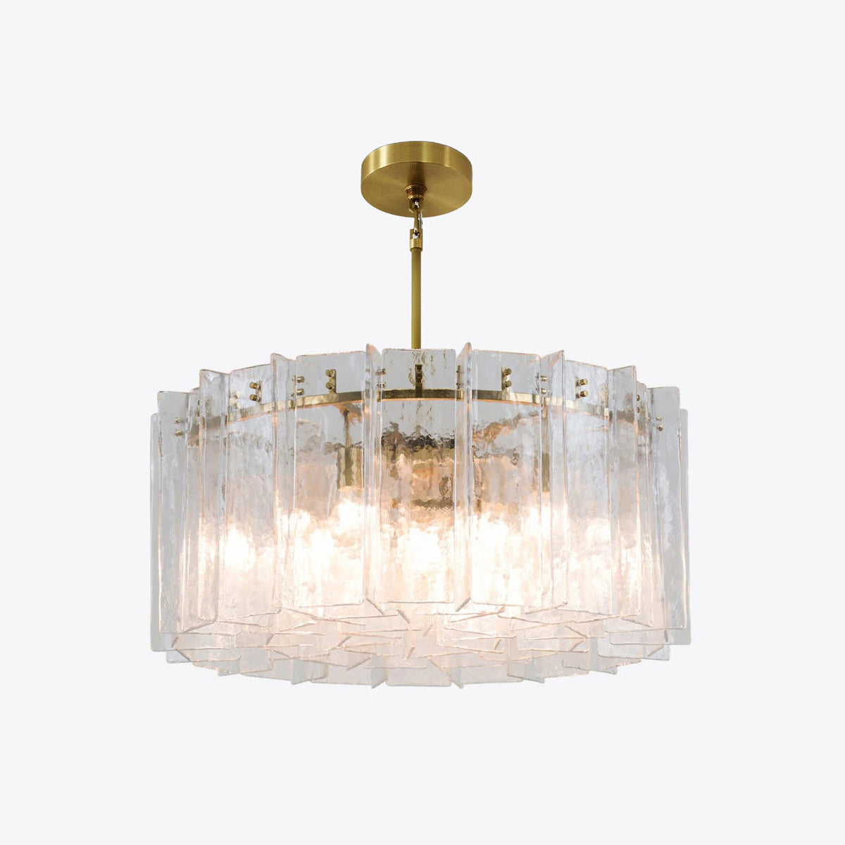 Zorion 36 Inch Clear Textured Glass Round Chandelier