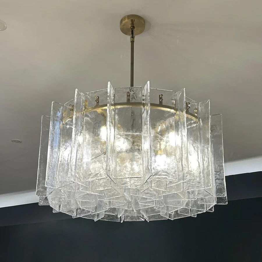 Zorion 36 Inch Clear Textured Glass Round Chandelier