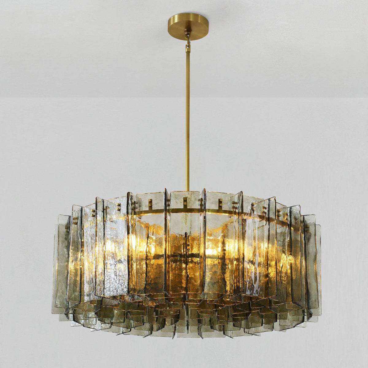 Zorion 48 Inch Smoked Textured Glass Round Chandelier