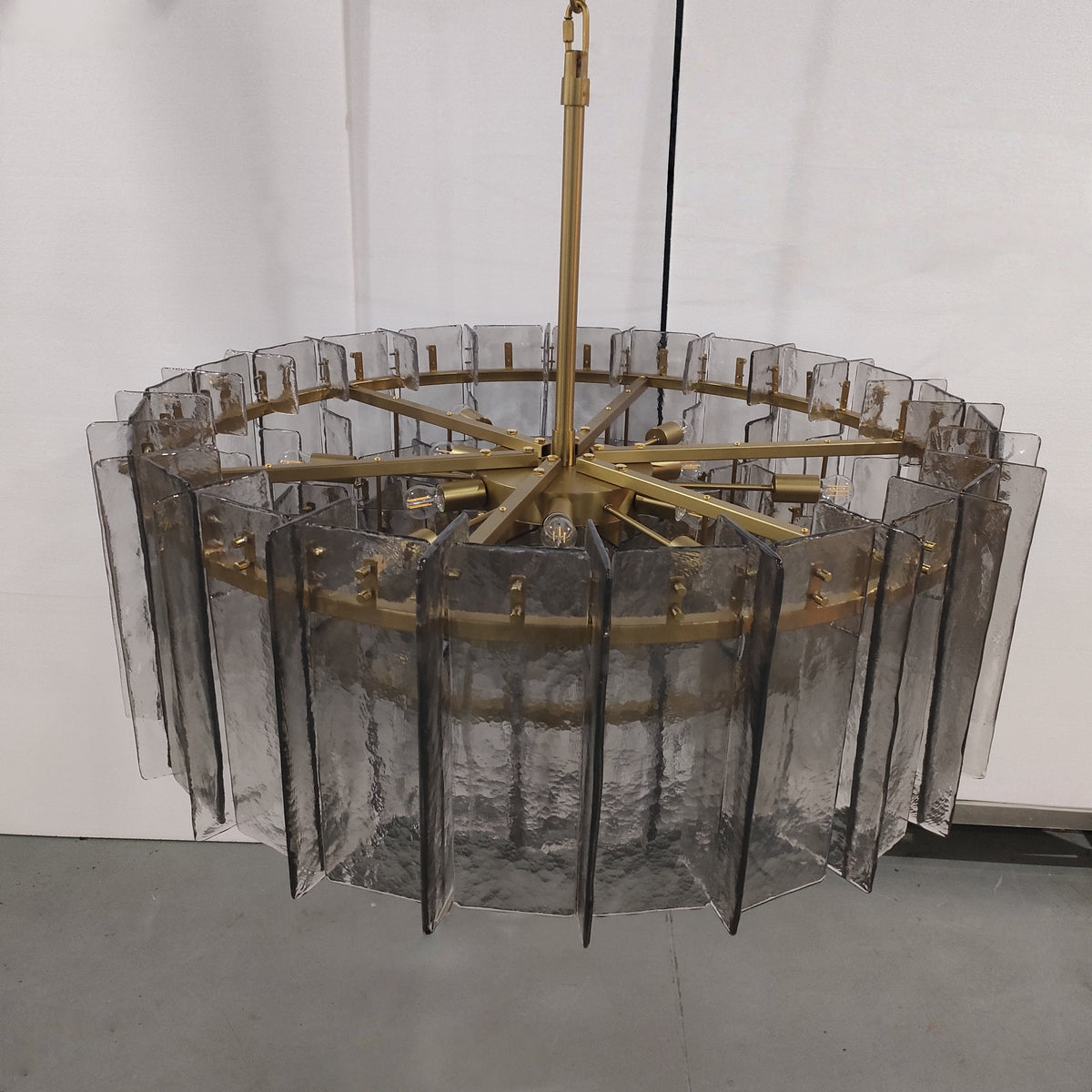 Zorion 48 Inch Smoked Textured Glass Round Chandelier