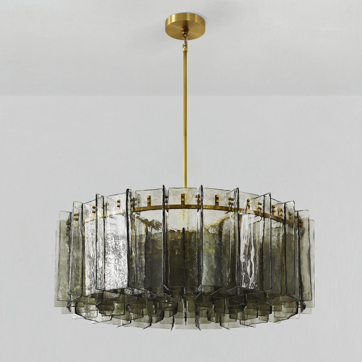 Zorion 48 Inch Smoked Textured Glass Round Chandelier