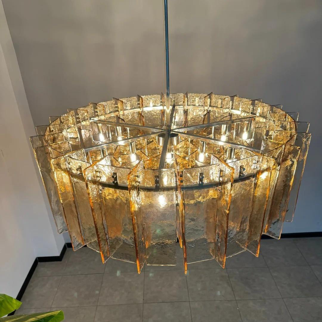 Zorion 48 Inch Amber Textured Glass Round Chandelier