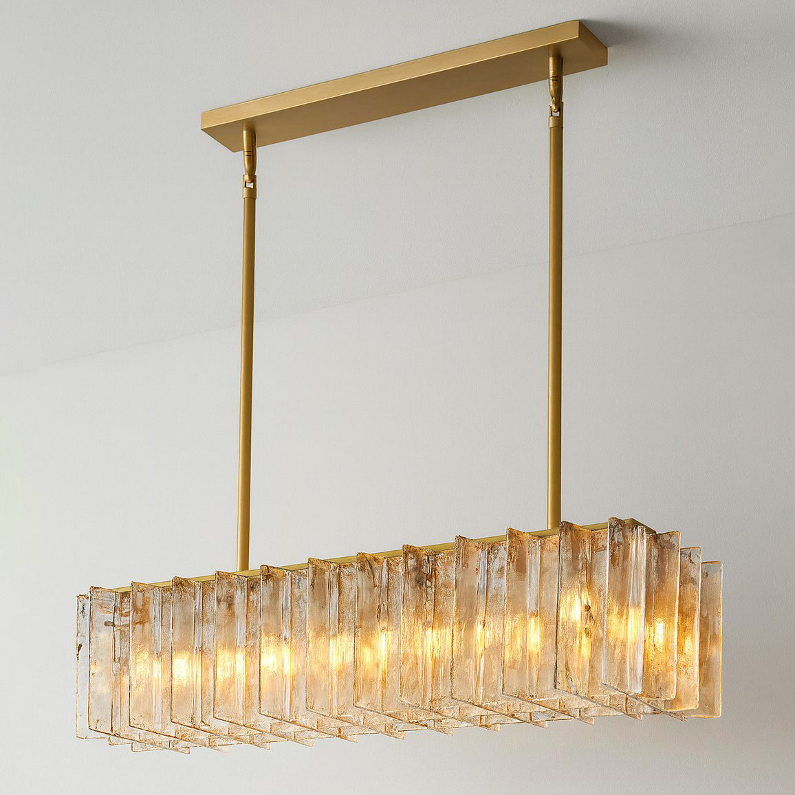 Zorion 67 Inch Amber Textured Glass Rectangular Chandelier