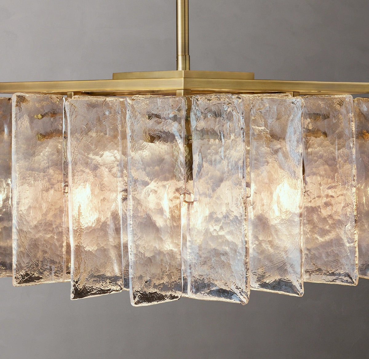 Zorion 67 Inch Clear Textured Glass Rectangular Chandelier
