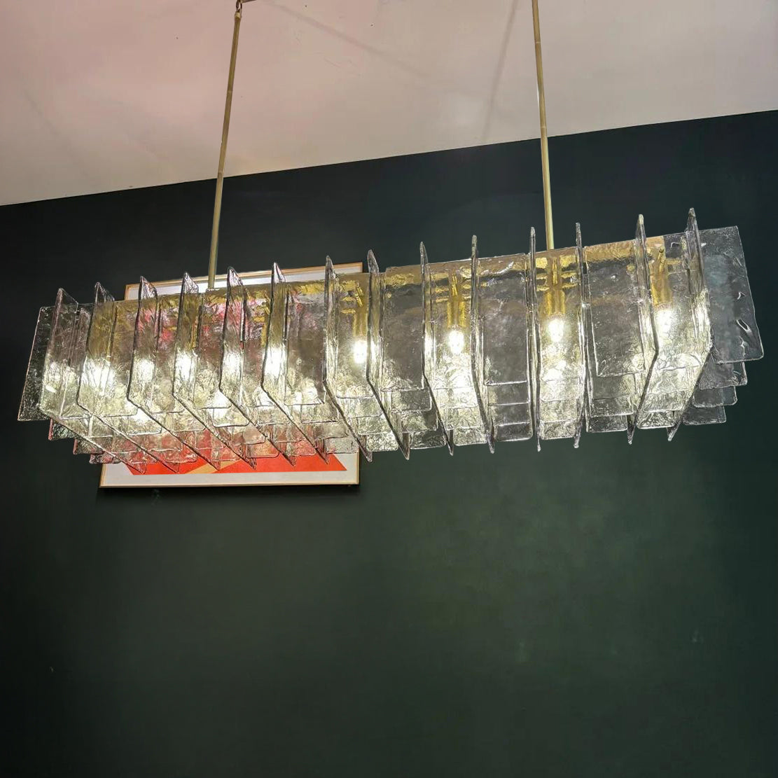 Zorion 67 Inch Smoked Textured Glass Rectangular Chandelier
