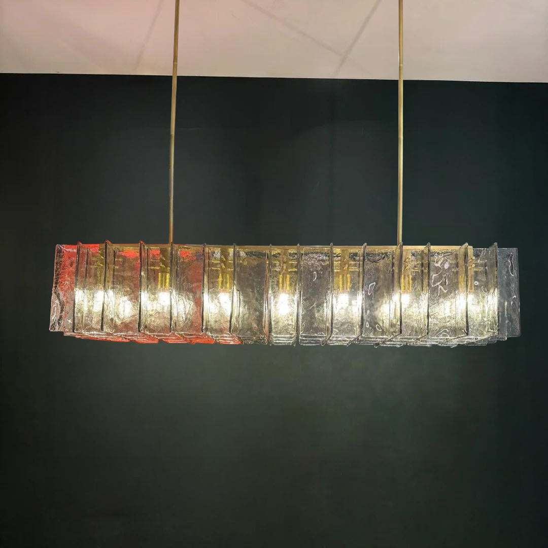 Zorion 67 Inch Smoked Textured Glass Rectangular Chandelier