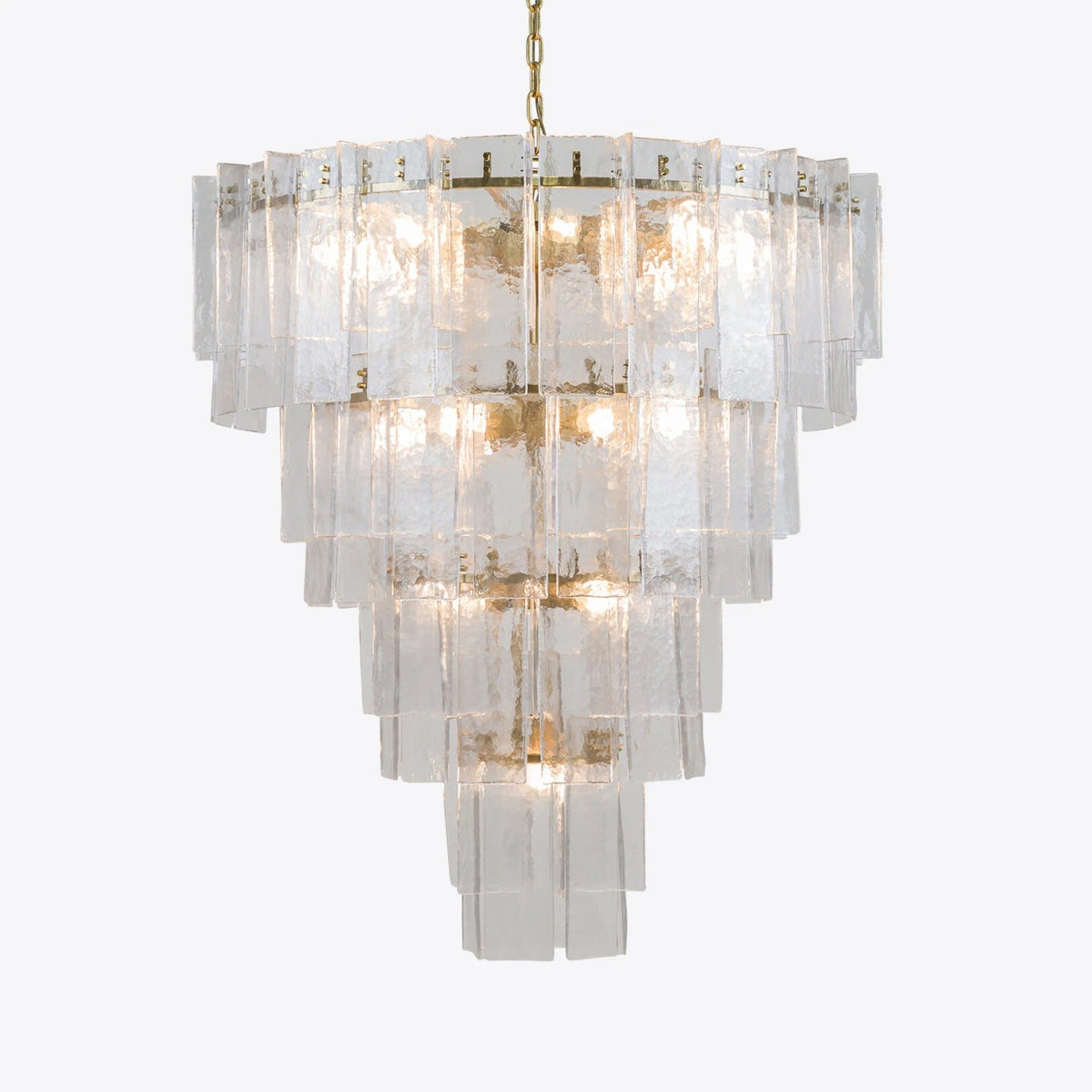 Zorion 47 Inch Clear Textured Glass Tiered Chandelier