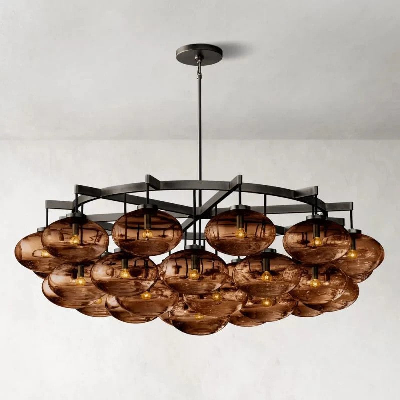 Velmora 60 Inch Amber Glass Bubble Chandelier