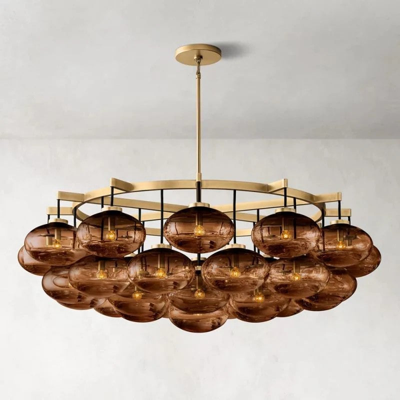 Velmora 60 Inch Amber Glass Bubble Chandelier