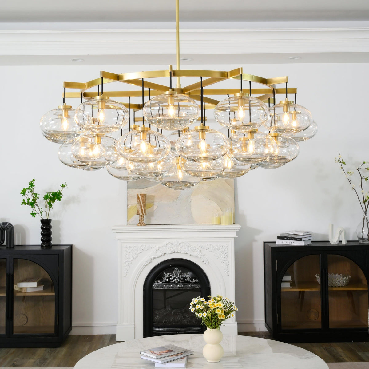 Velmora 60 Inch Clear Glass Bubble Chandelier