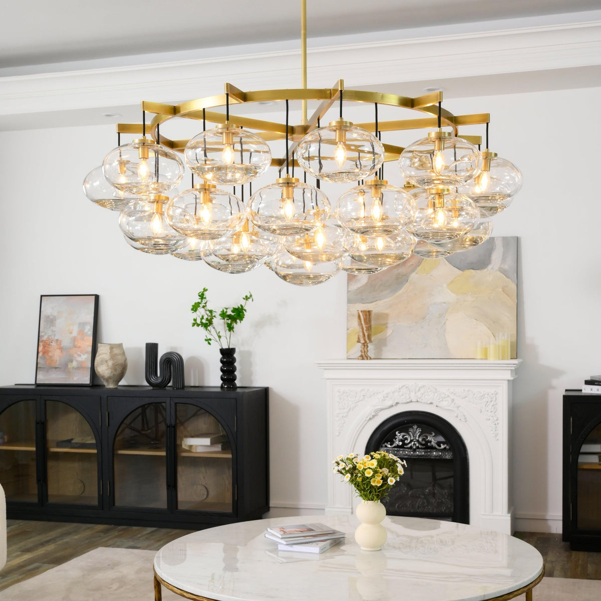 Velmora 60 Inch Clear Glass Bubble Chandelier