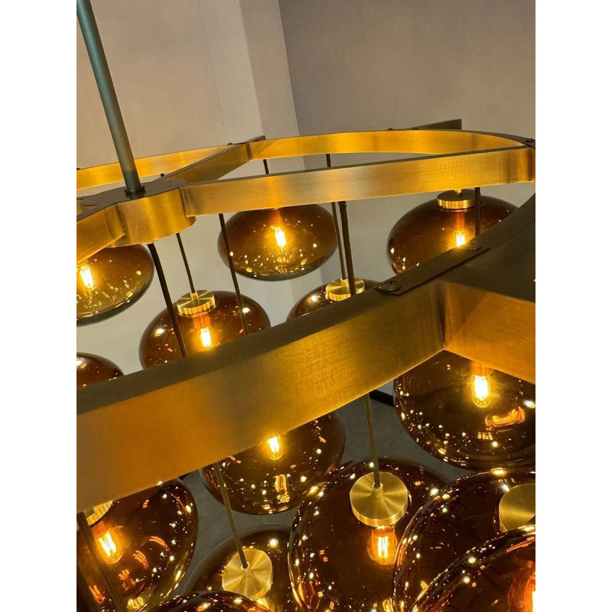 Velmora 48 Inch Amber Glass Bubble Chandelier