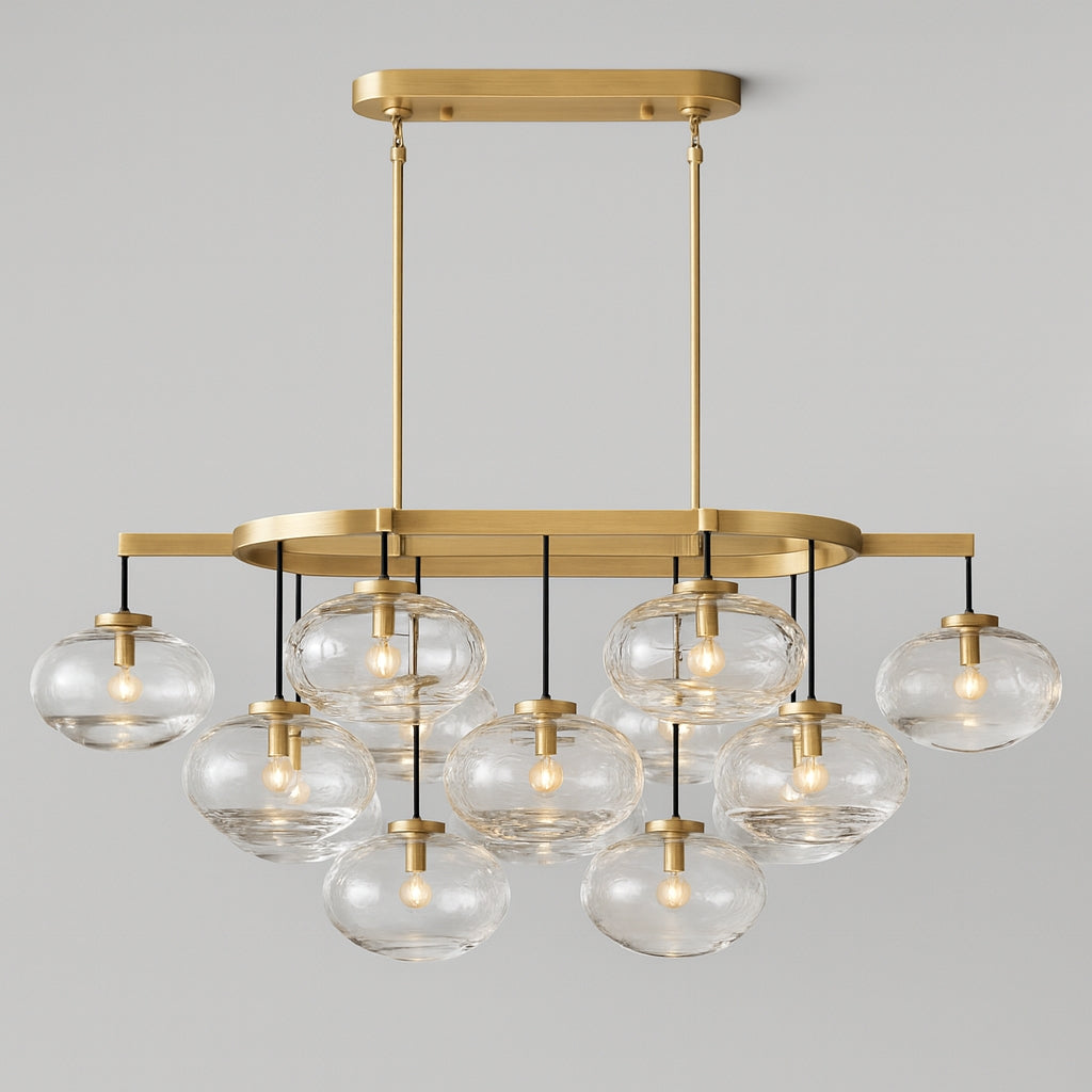 Velmora 54 Inch Clear Glass Bubble Oval Chandelier