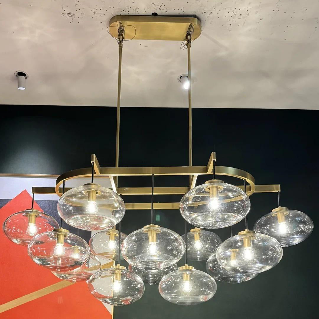 Velmora 54 Inch Clear Glass Bubble Oval Chandelier