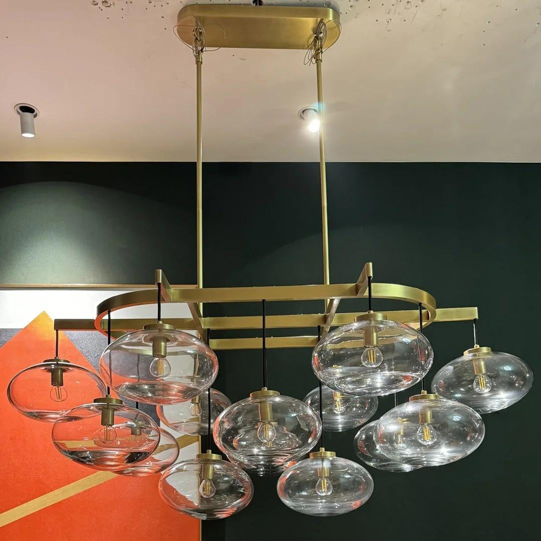 Velmora 54 Inch Clear Glass Bubble Oval Chandelier
