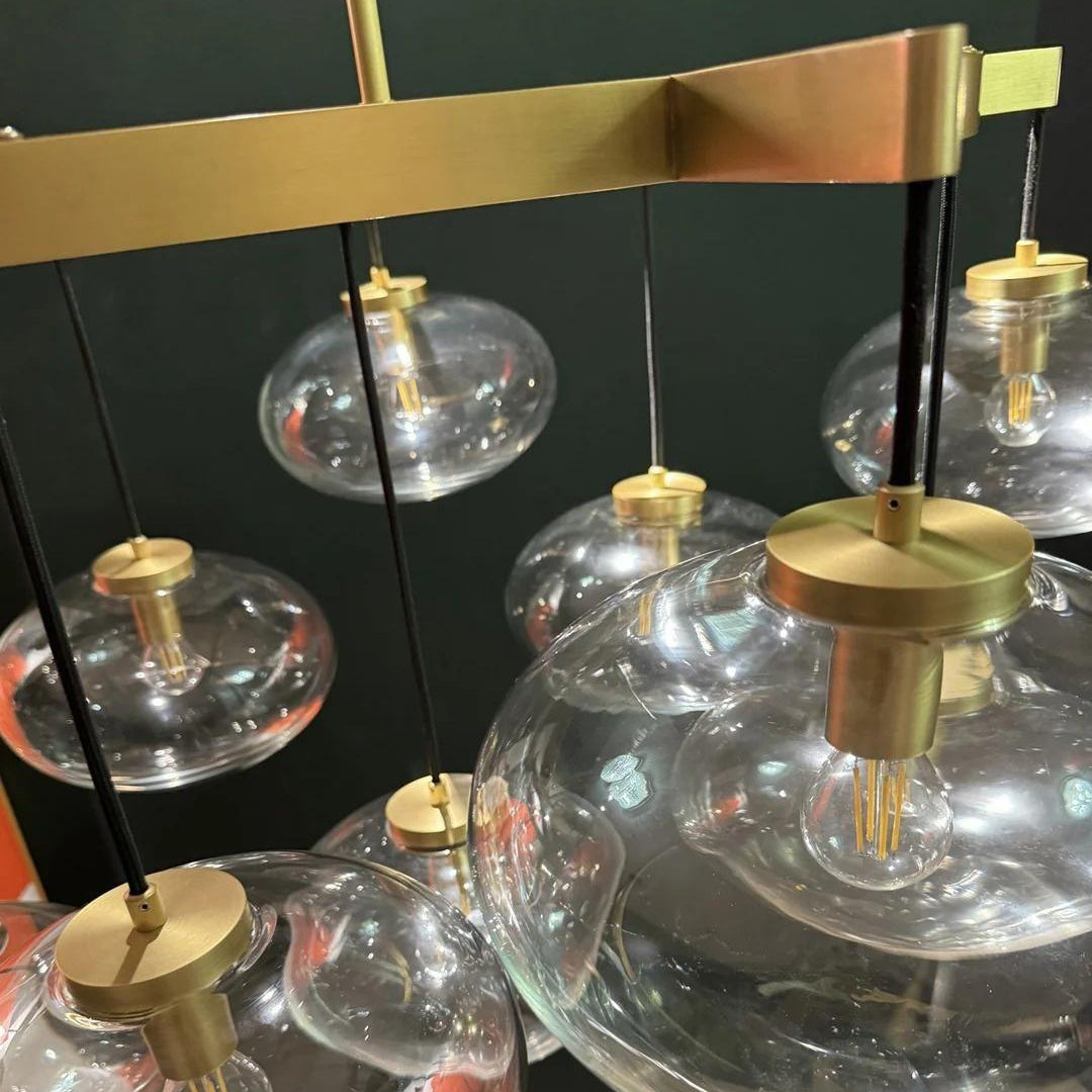 Velmora 54 Inch Clear Glass Bubble Oval Chandelier