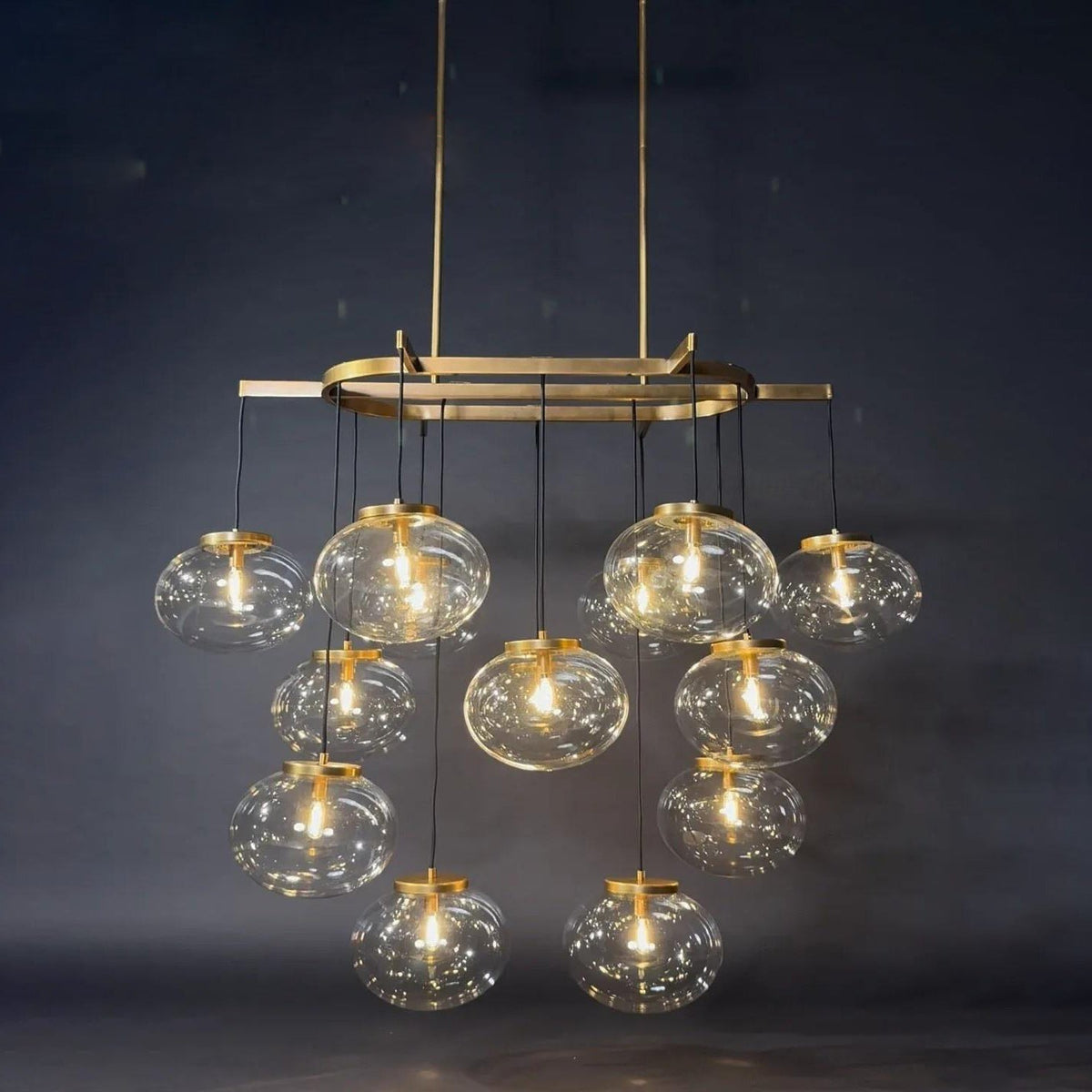 Velmora 54 Inch Clear Glass Bubble Oval Chandelier