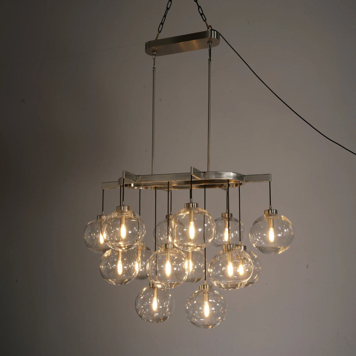 Velmora 54 Inch Clear Glass Bubble Oval Chandelier