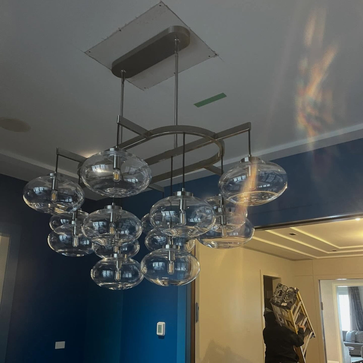 Velmora 54 Inch Clear Glass Bubble Oval Chandelier