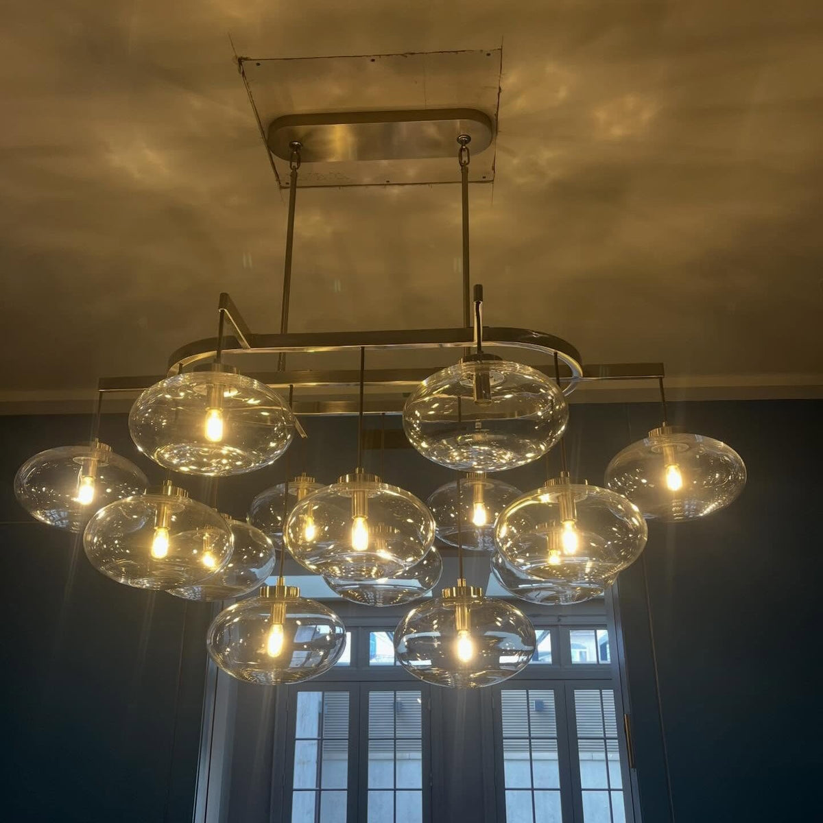 Velmora 54 Inch Clear Glass Bubble Oval Chandelier