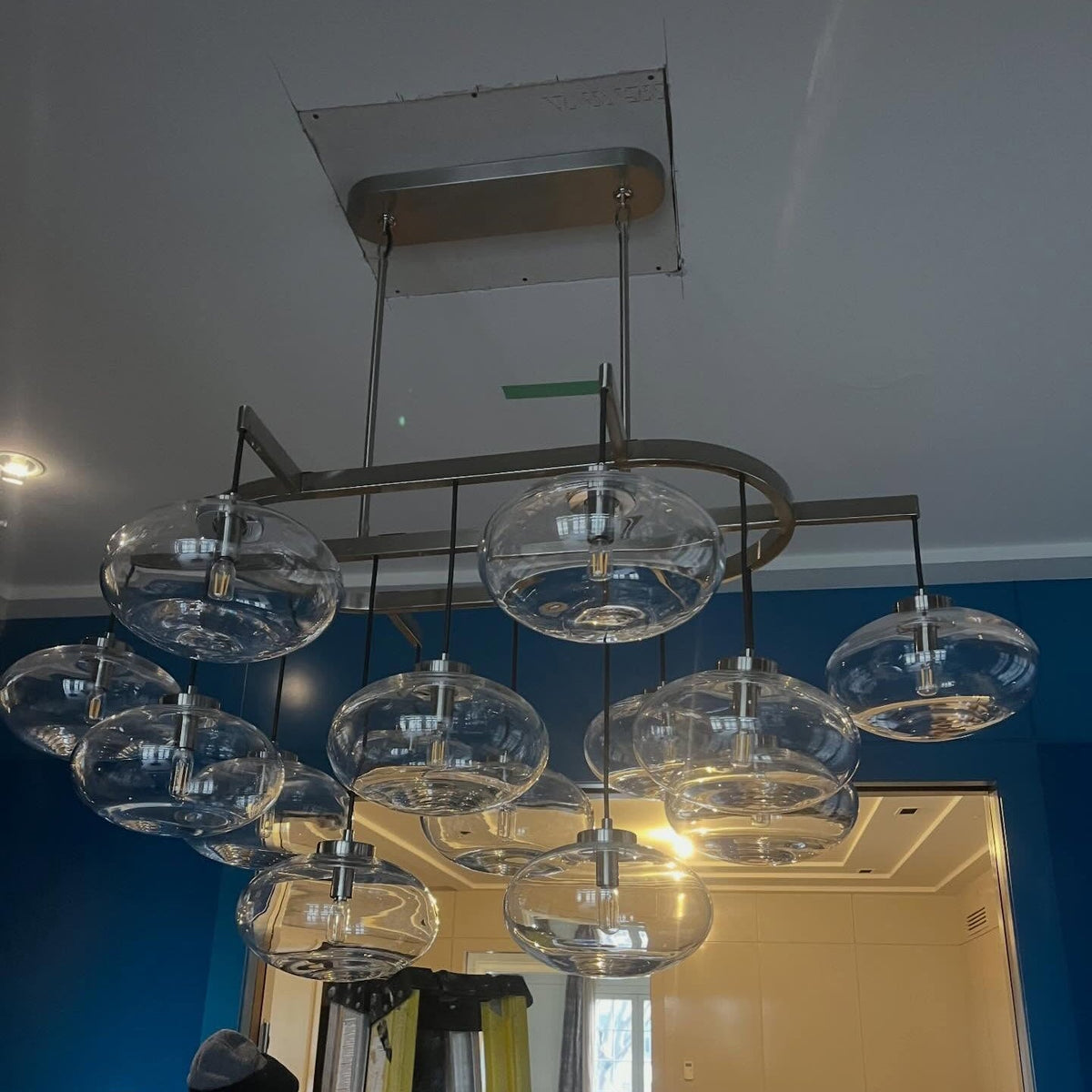 Velmora 54 Inch Clear Glass Bubble Oval Chandelier