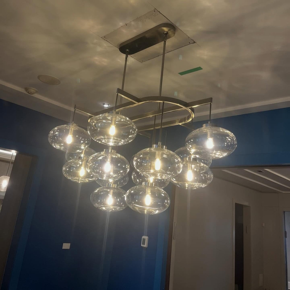 Velmora 54 Inch Clear Glass Bubble Oval Chandelier